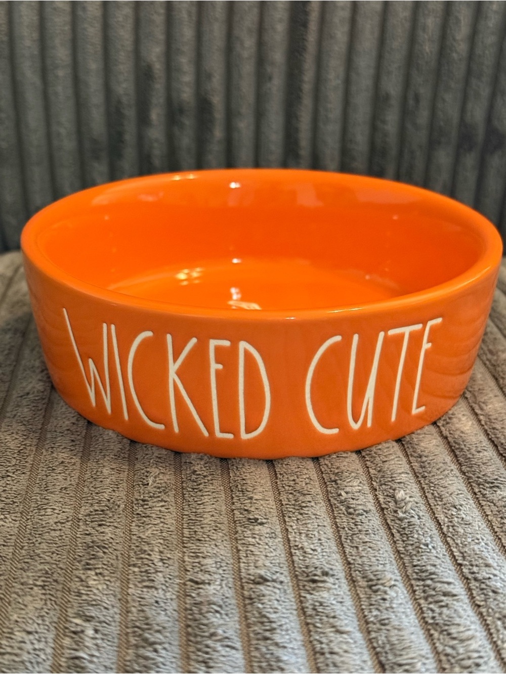 Rae Dunn ‘Wicked Cute’ Orange Ceramic Bowl w/ Etched Pumpkin 🎃 Int- NWT